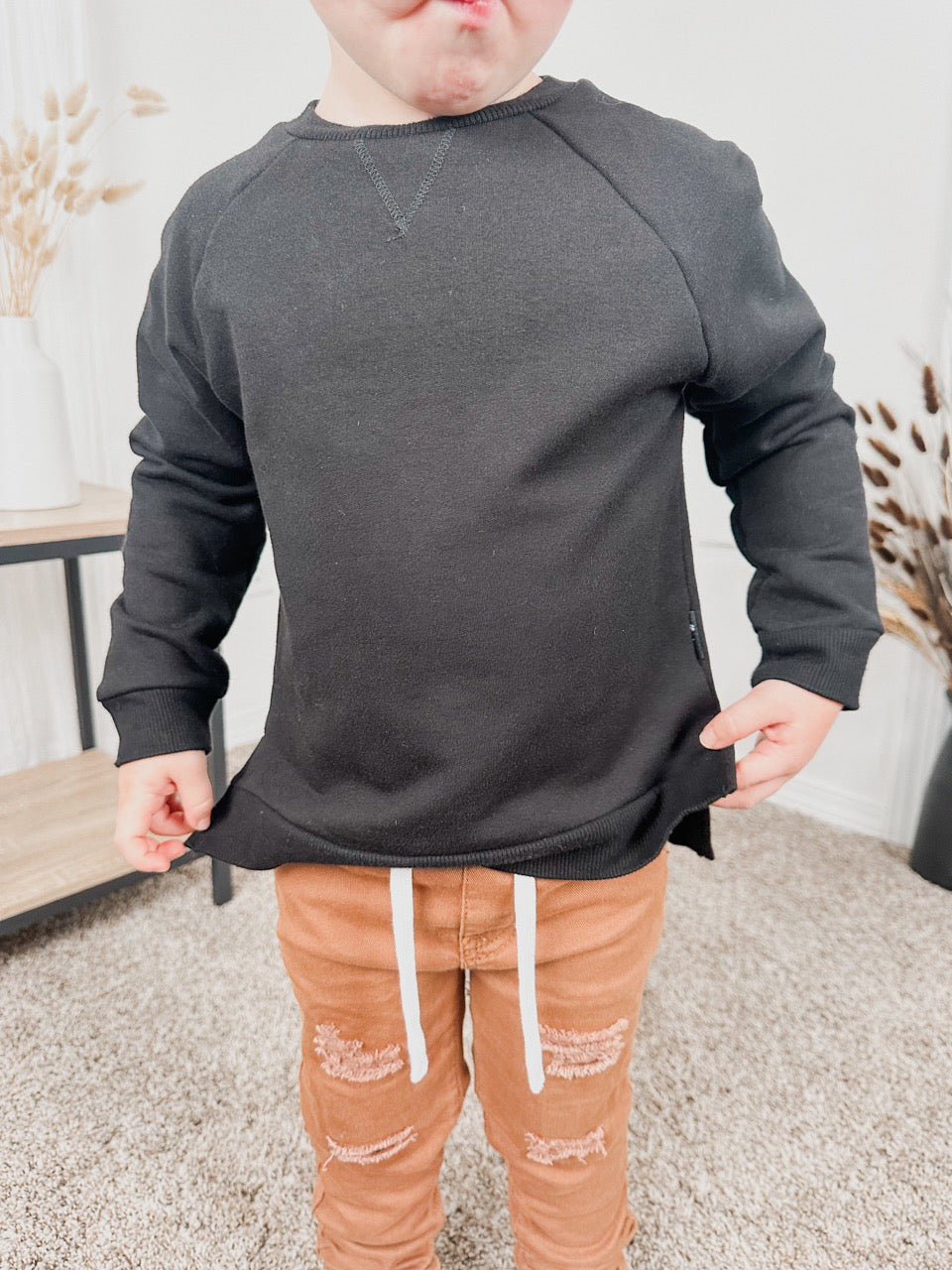 Baby Boy Toddler Boy Outfits | Black Crewneck Sweatshirt – untamed 