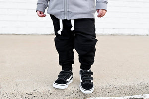 Toddler Boy Outfit Black Sweatpants with Double Reinforced Knees